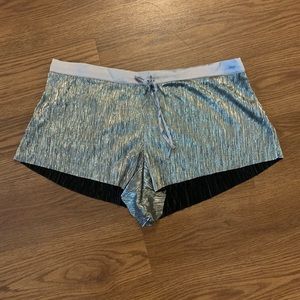 Silver shiny pajama shorts